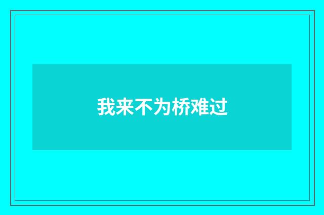 我来不为桥难过