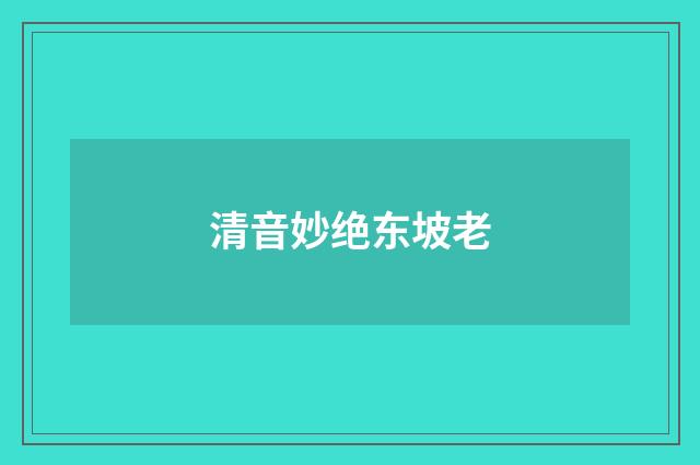 清音妙绝东坡老