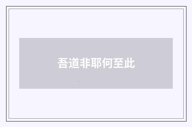 吾道非耶何至此