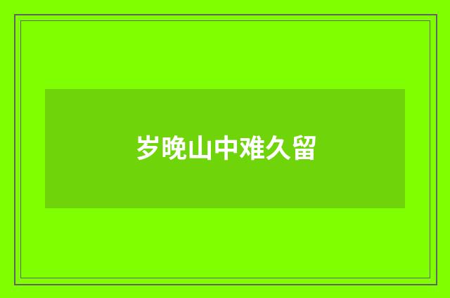 岁晚山中难久留