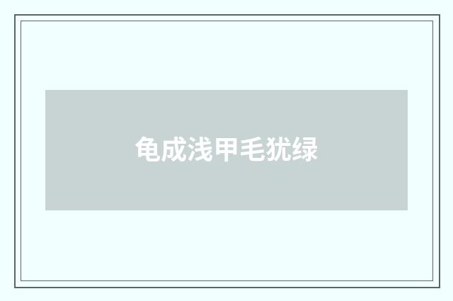 龟成浅甲毛犹绿