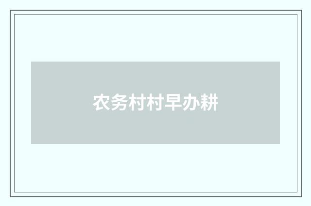 农务村村早办耕