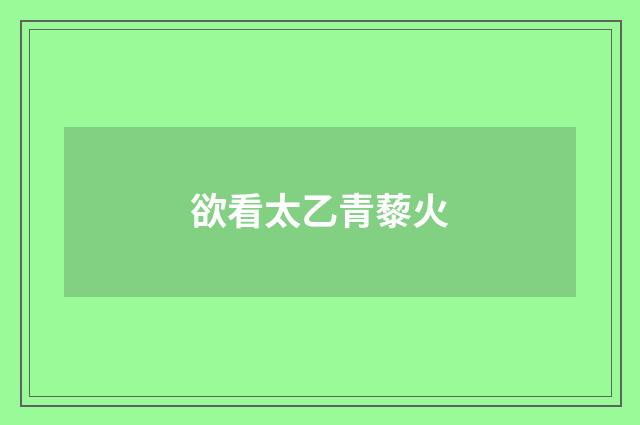 欲看太乙青藜火