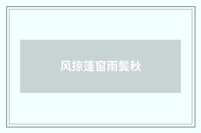 风掠篷窗雨鬓秋