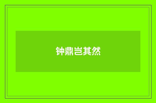 钟鼎岂其然