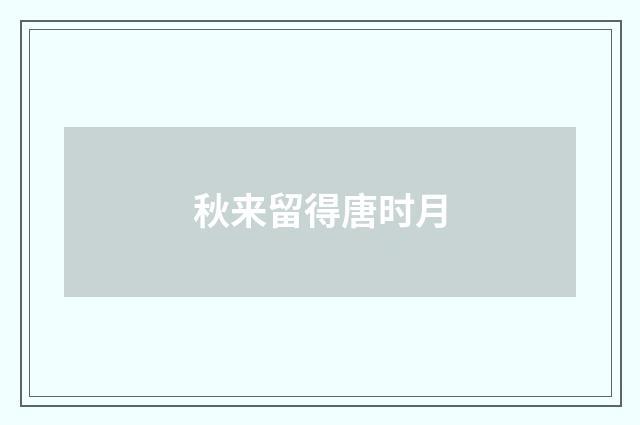 秋来留得唐时月