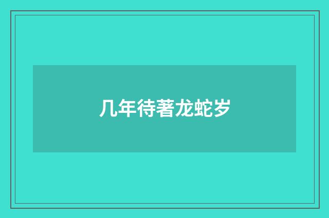 几年待著龙蛇岁