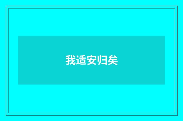 我适安归矣
