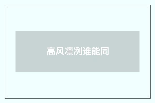 高风凛冽谁能同