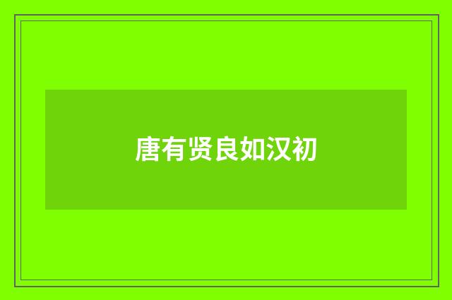 唐有贤良如汉初