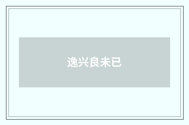 逸兴良未已