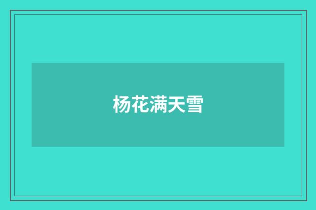 杨花满天雪