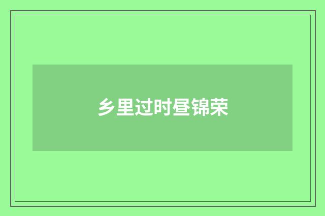 乡里过时昼锦荣