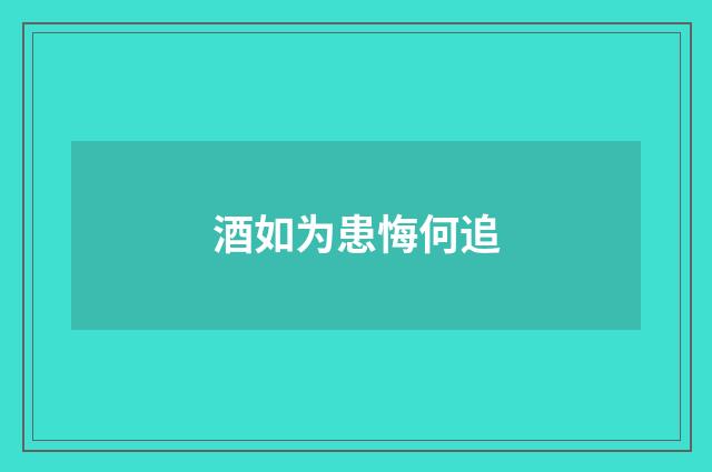 酒如为患悔何追