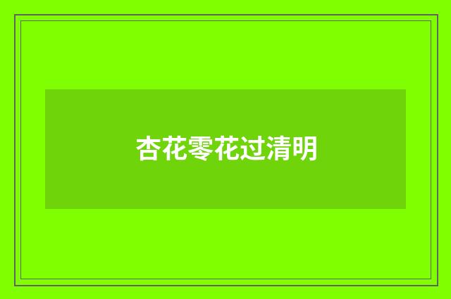 杏花零花过清明