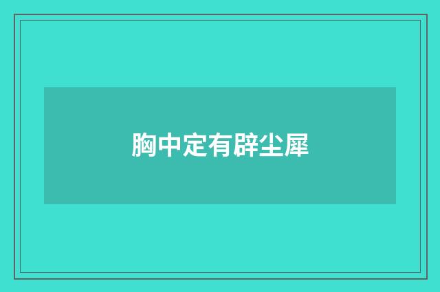 胸中定有辟尘犀