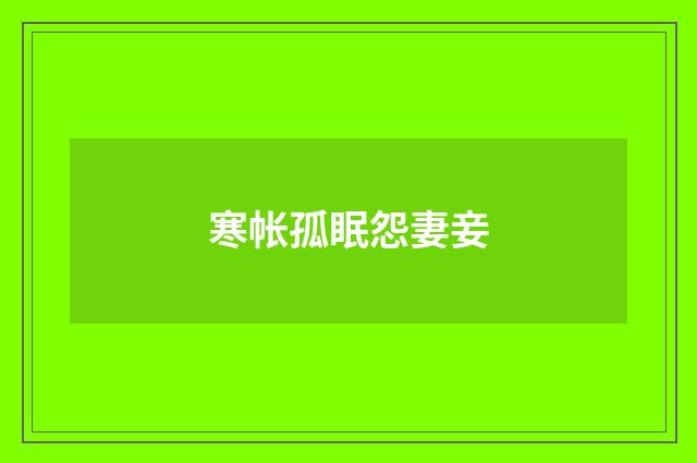 寒帐孤眠怨妻妾