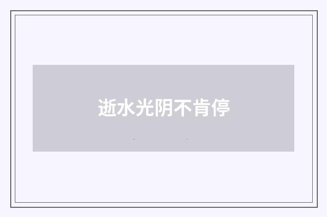 逝水光阴不肯停