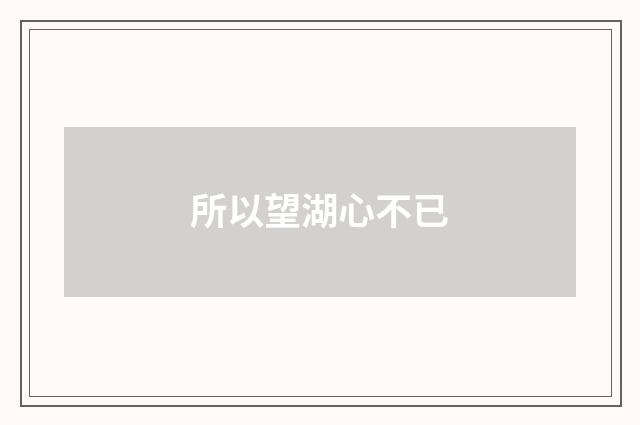 所以望湖心不已