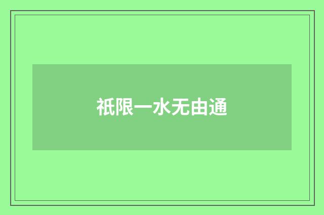 祇限一水无由通