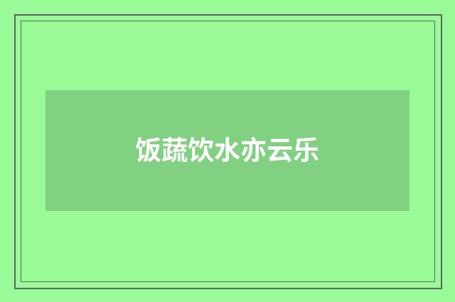 饭蔬饮水亦云乐