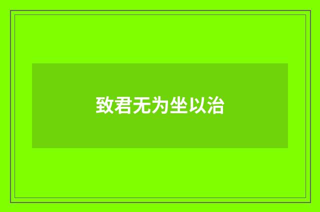 致君无为坐以治