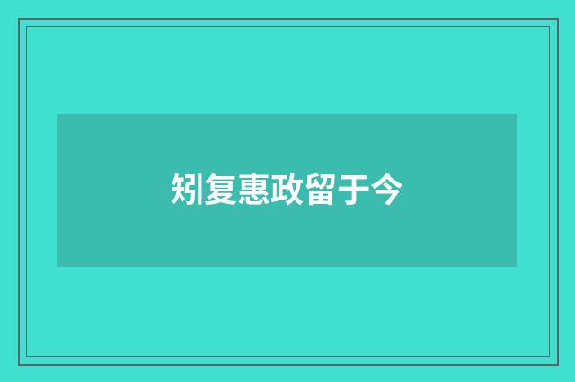 矧复惠政留于今