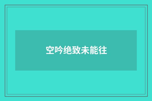 空吟绝致未能往