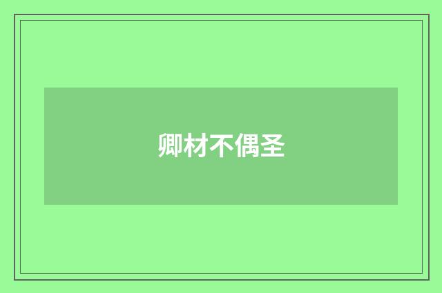 卿材不偶圣