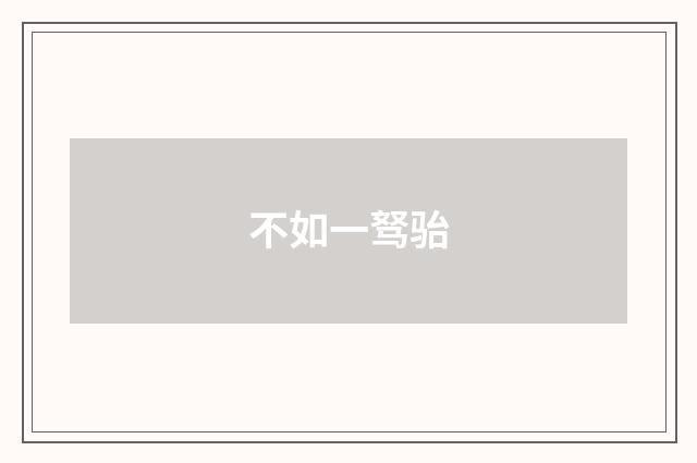 不如一驽骀