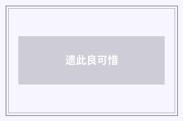 遗此良可惜
