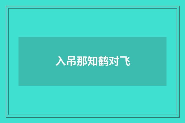 入吊那知鹤对飞
