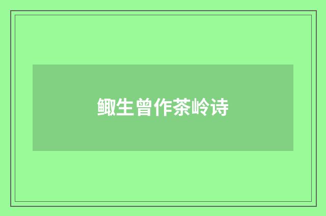 鲰生曾作茶岭诗