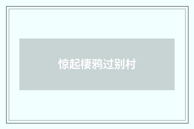 惊起棲鸦过别村