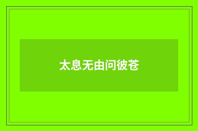 太息无由问彼苍