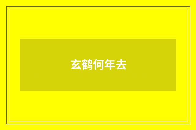 玄鹤何年去