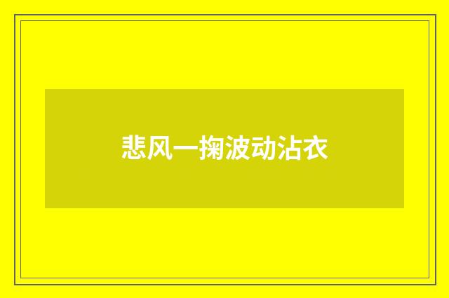 悲风一掬波动沾衣
