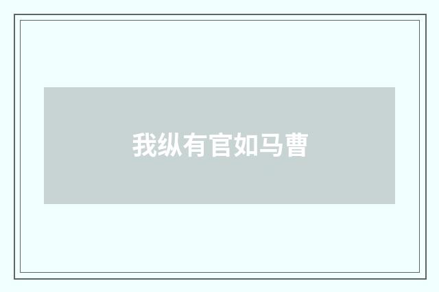 我纵有官如马曹