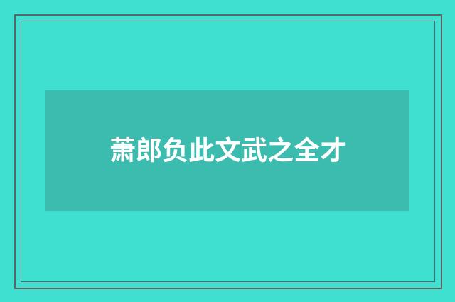 萧郎负此文武之全才
