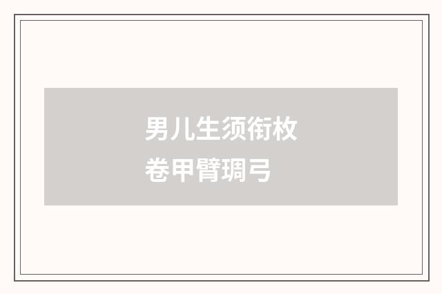 男儿生须衔枚卷甲臂琱弓