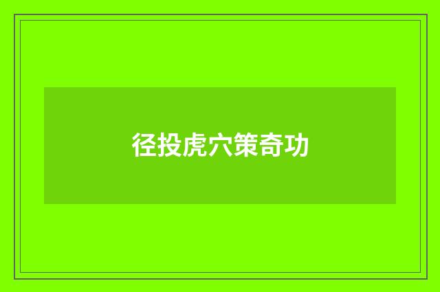 径投虎穴策奇功