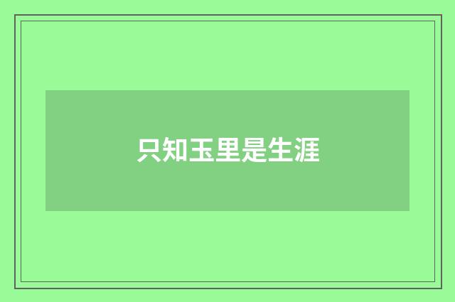 只知玉里是生涯