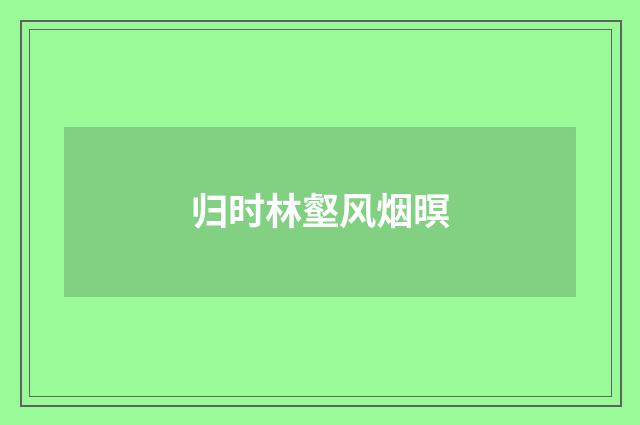 归时林壑风烟暝