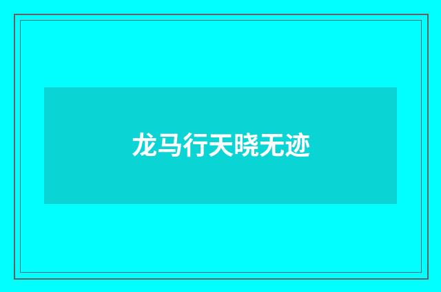 龙马行天晓无迹