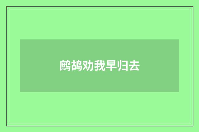 鹧鸪劝我早归去