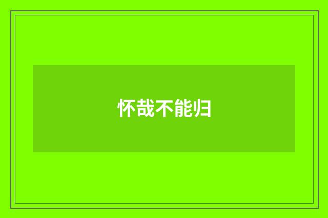 怀哉不能归