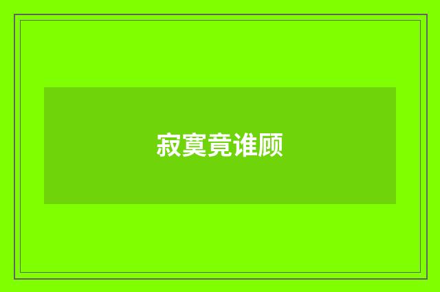 寂寞竟谁顾