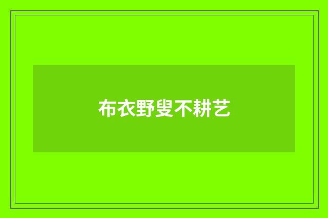 布衣野叟不耕艺