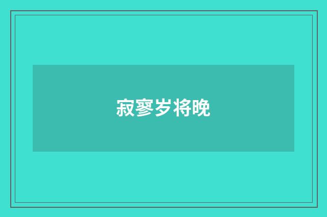 寂寥岁将晚