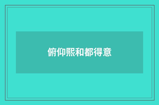俯仰熙和都得意